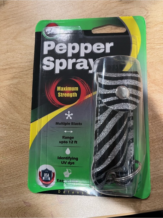 Mess around and find out Accessories - Pepper Spray Keychain - Black & Silver Zebra Design
